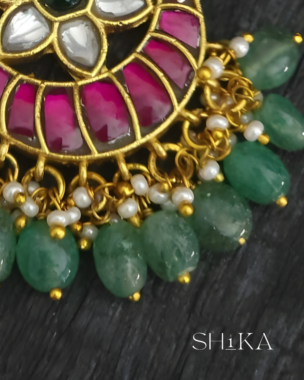 Floral Moon Jadau Kundan Tika