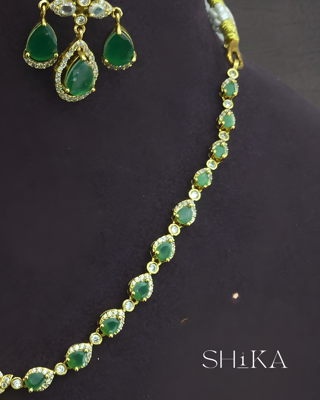 Tear Drop Stone Necklace Set