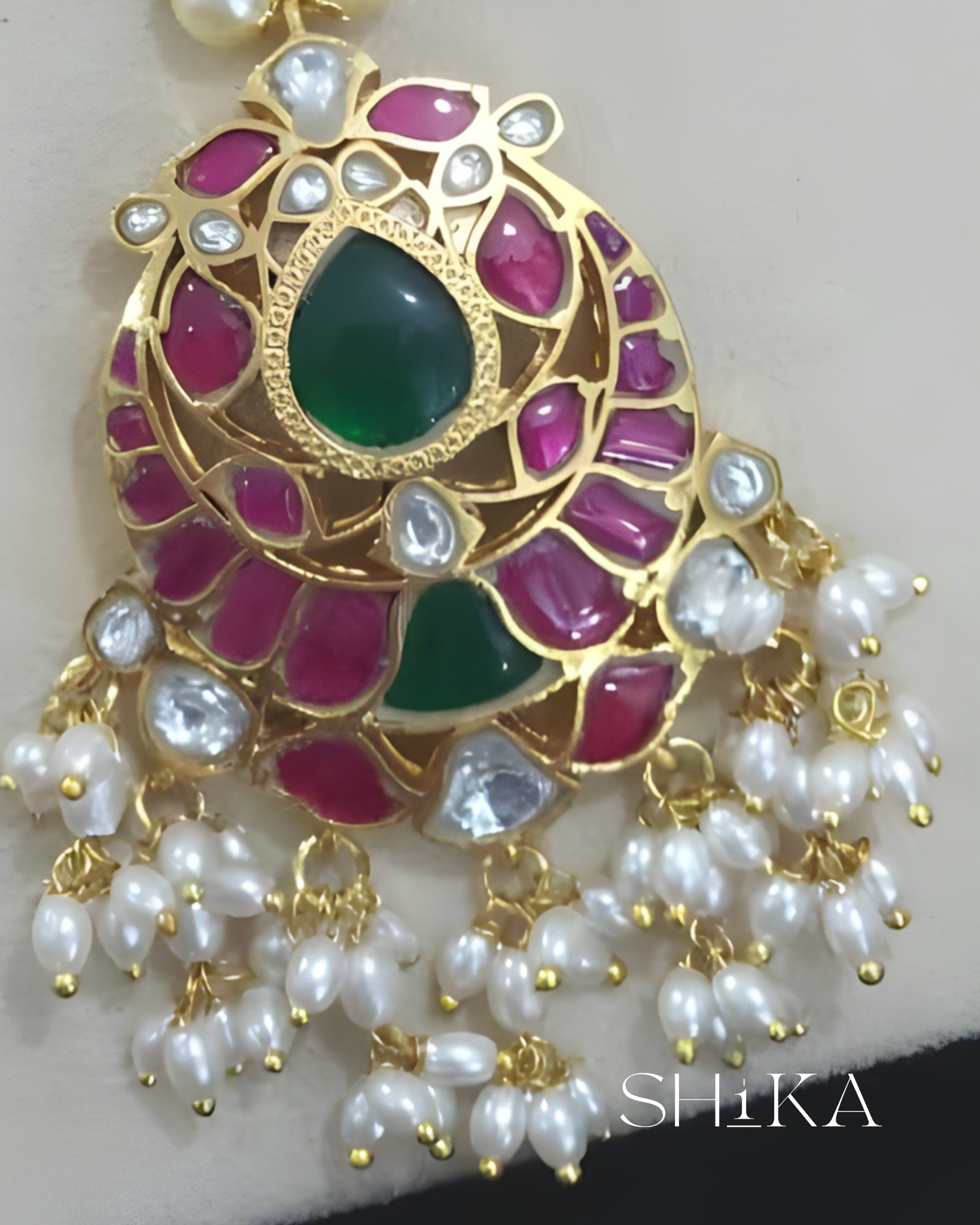 Jadau Kundan Nalla Pusalu Necklace