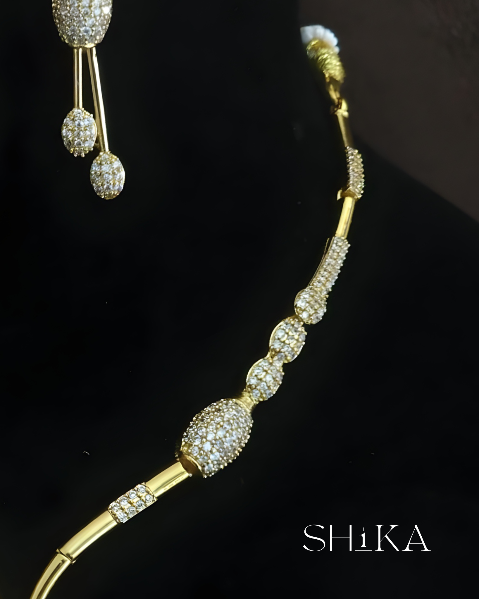 CZ Stone Kante Style Necklace Set