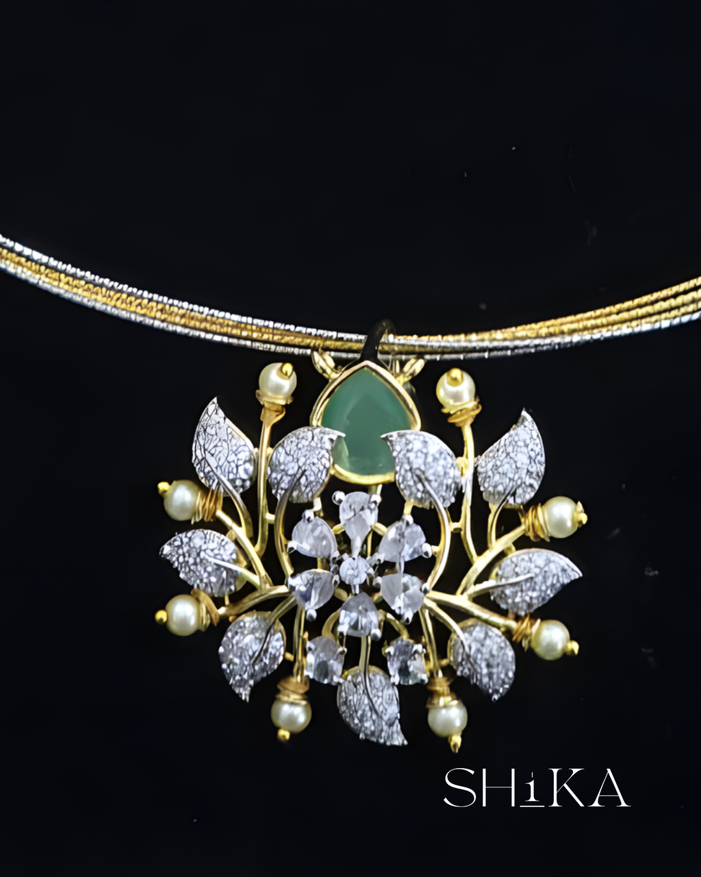Floral Stone Necklace Set
