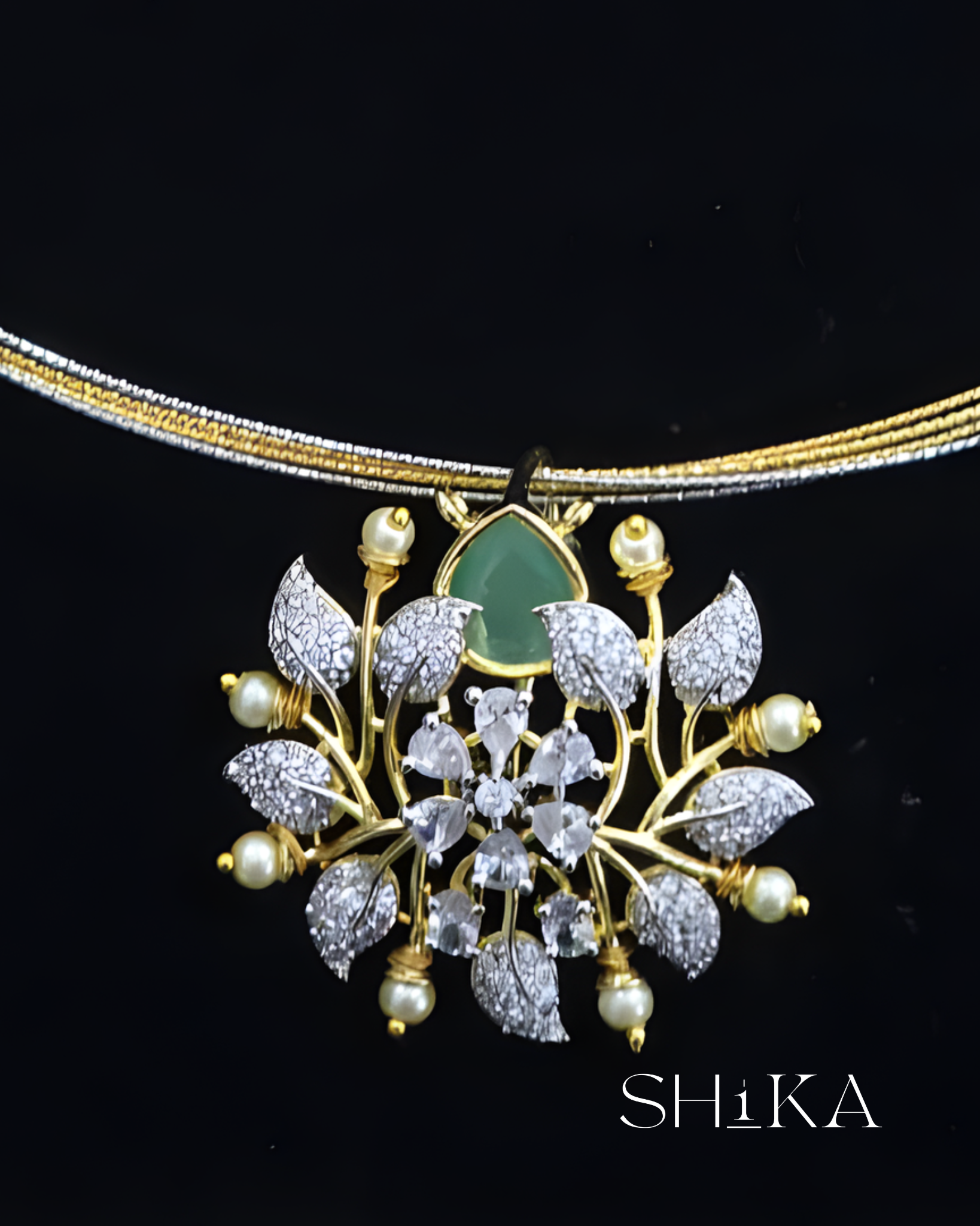 Floral Stone Necklace Set