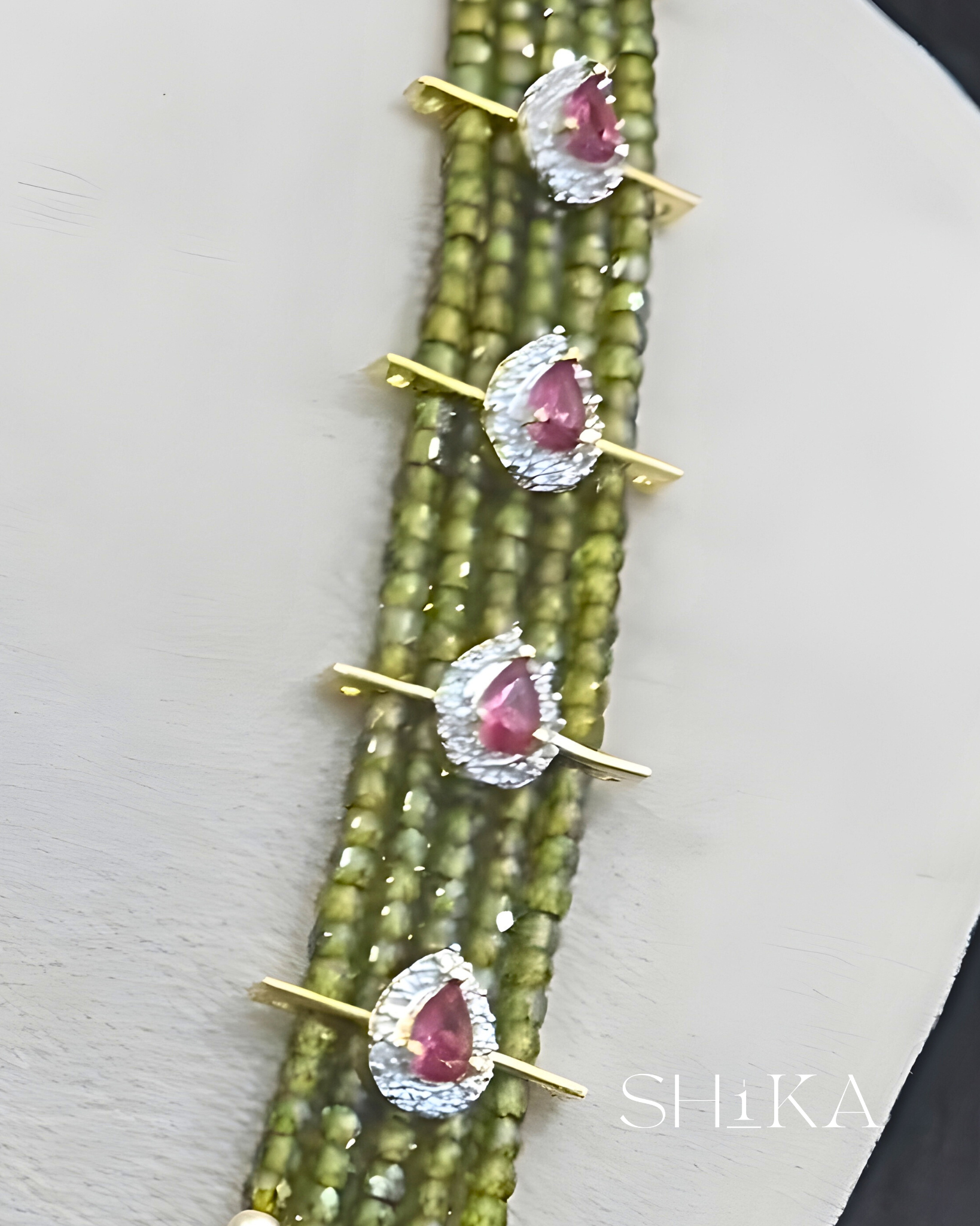 CZ and Mala Bead Necklace