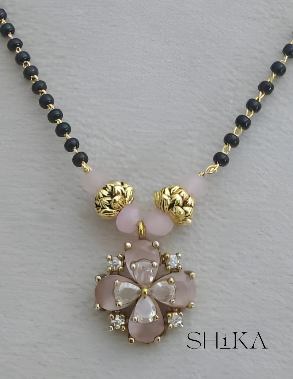 Blooming Pendant Nalla Pusalu Necklace
