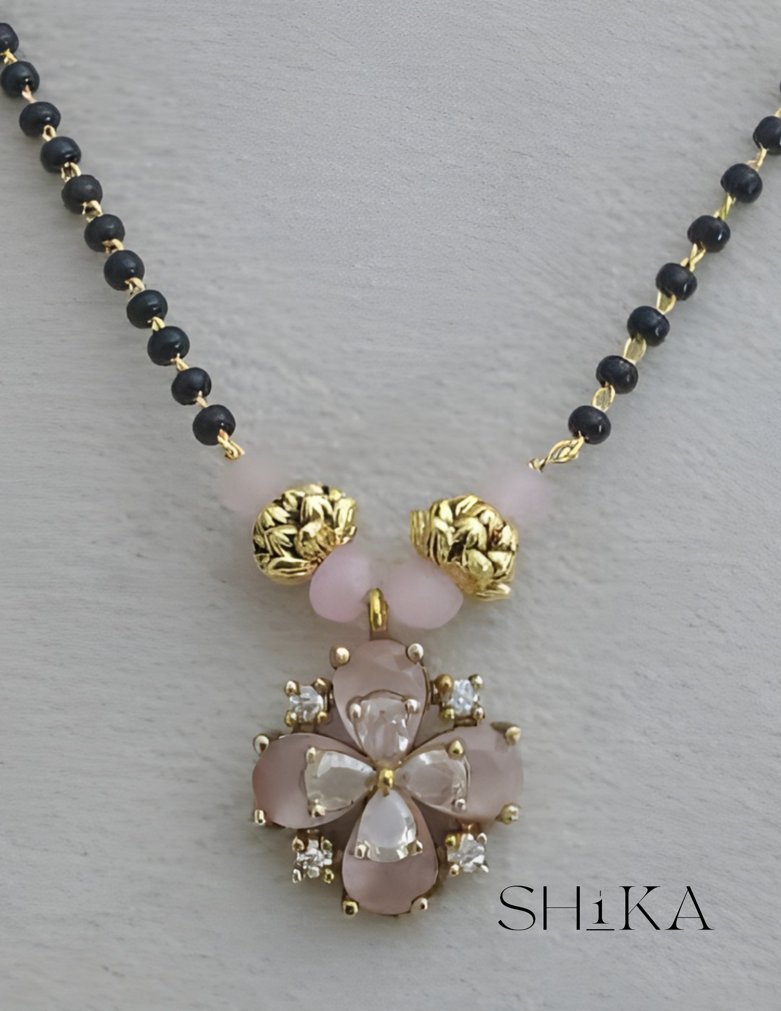 Blooming Pendant Nalla Pusalu Necklace