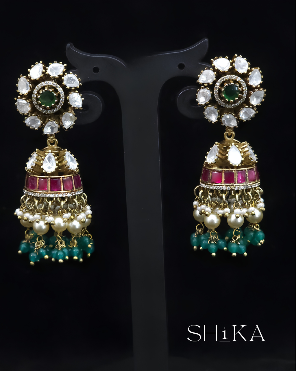 Panna Noor Jhumka Earrings