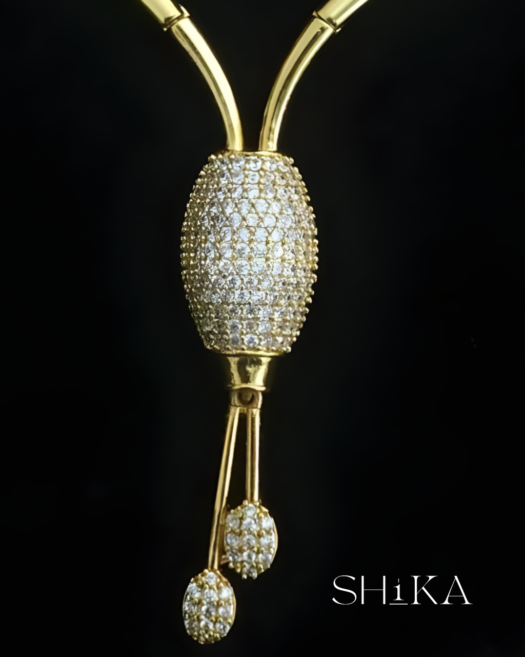CZ Stone Kante Style Necklace Set