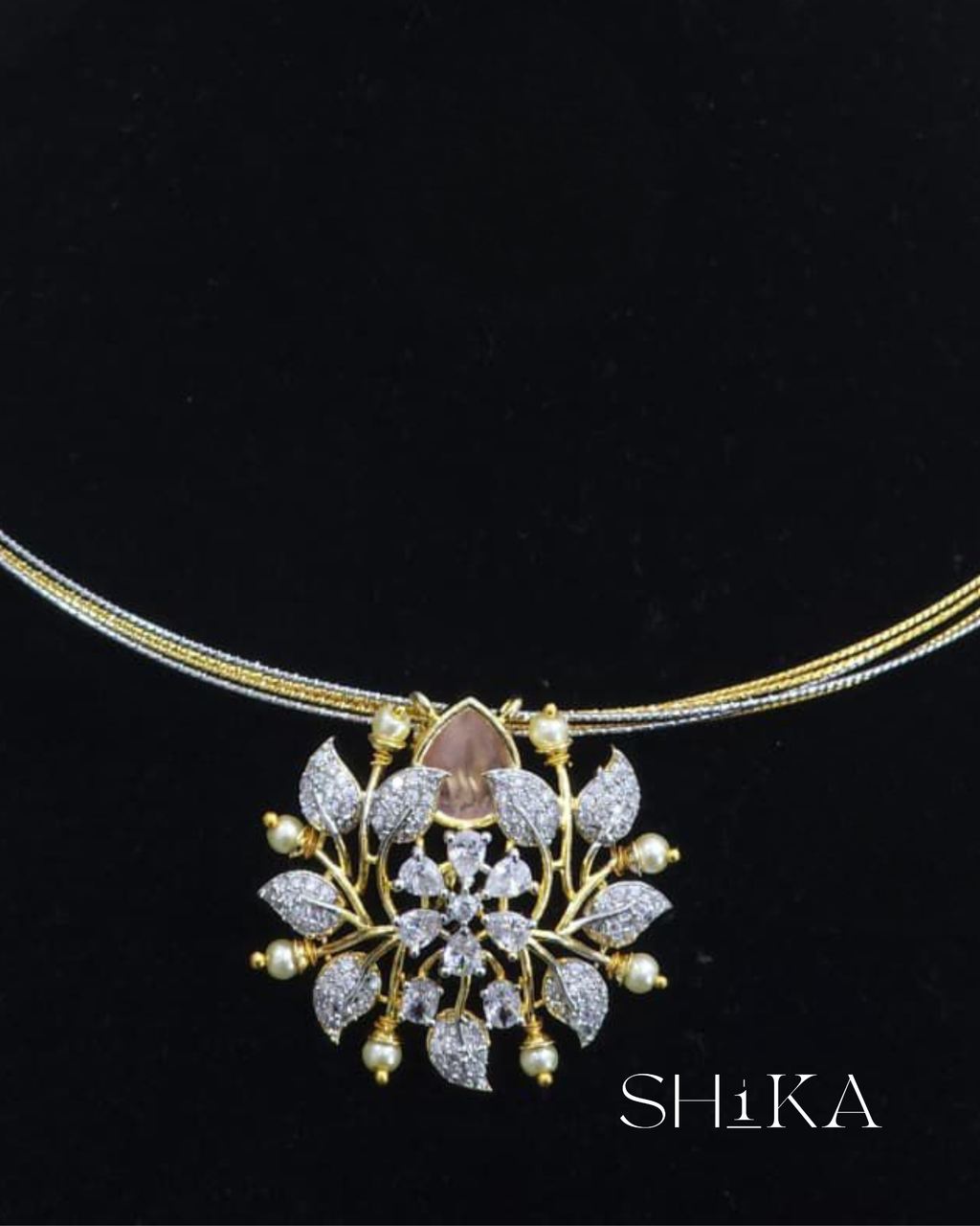 Floral Stone Necklace Set