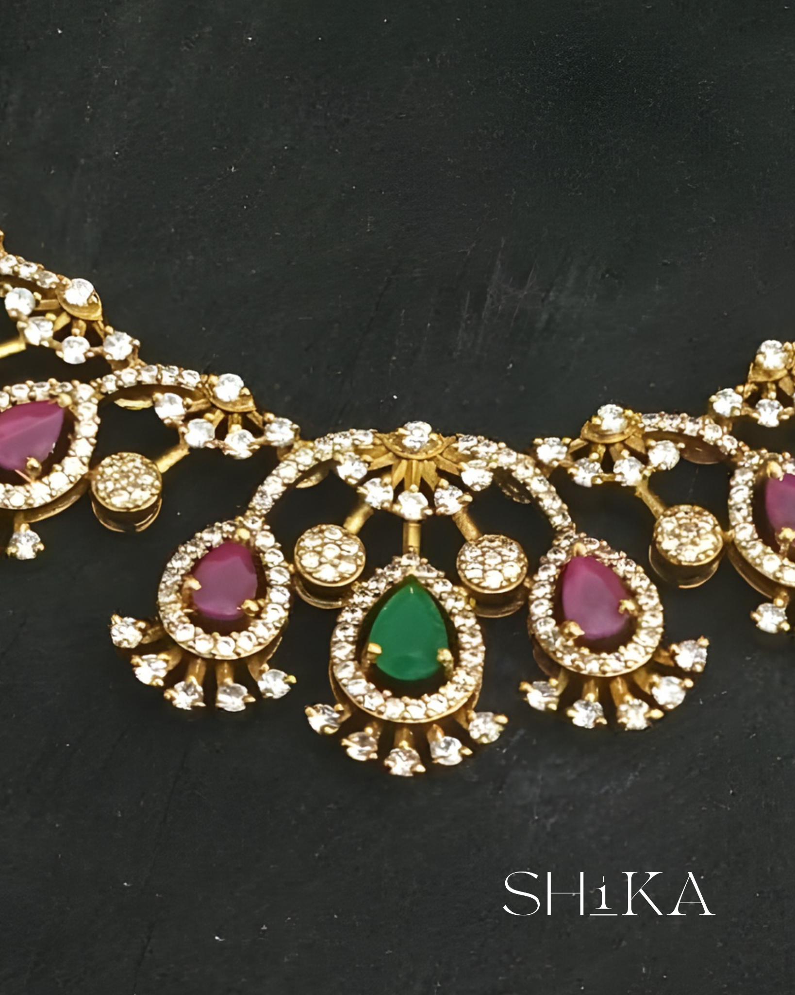 Mughal Tear Drop Stone Necklace Set