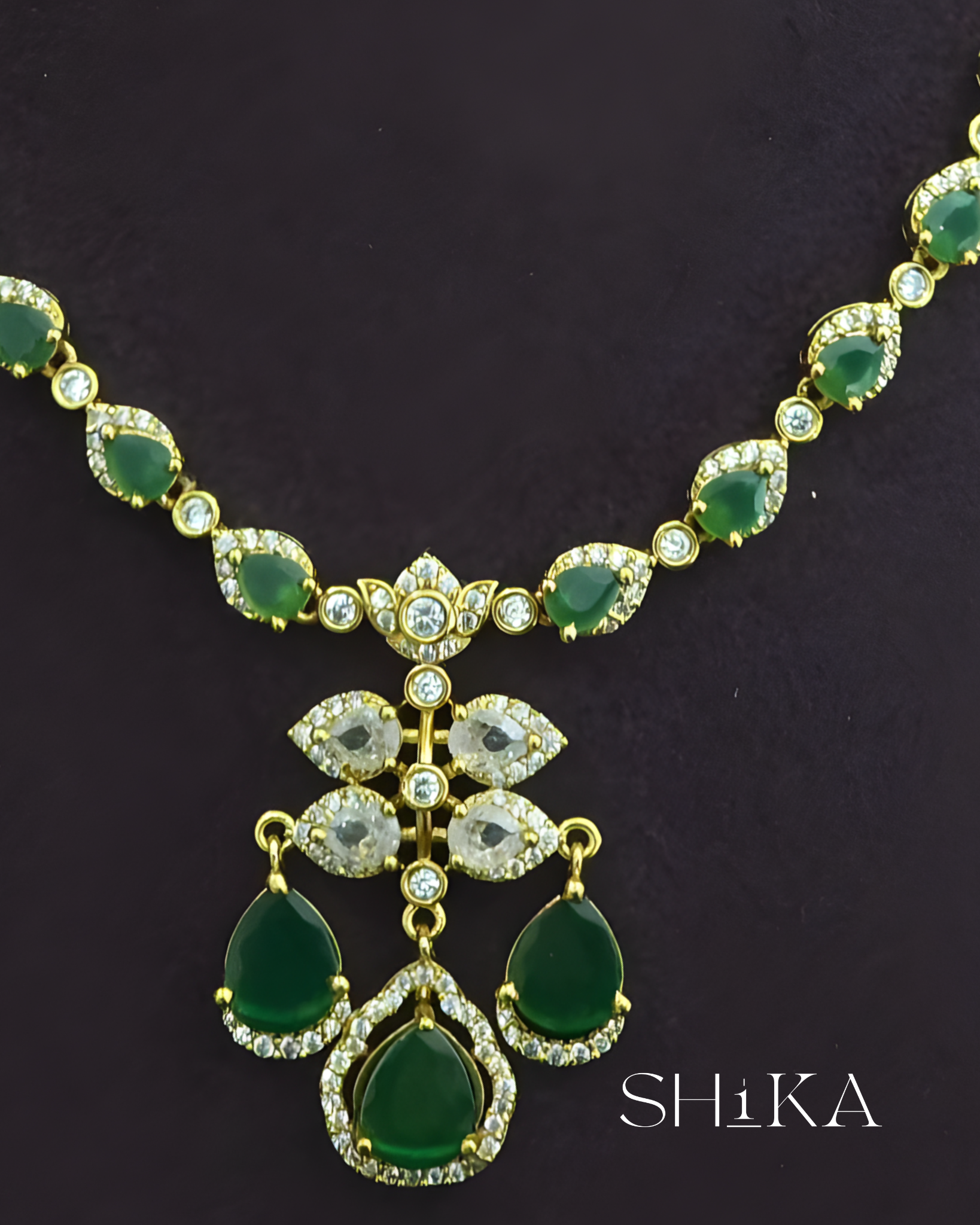 Tear Drop Stone Necklace Set
