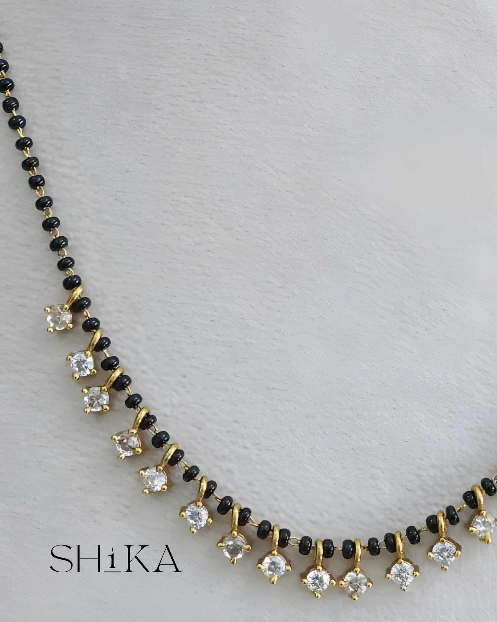 CZ Stone Nalla Pusalu Necklace Set