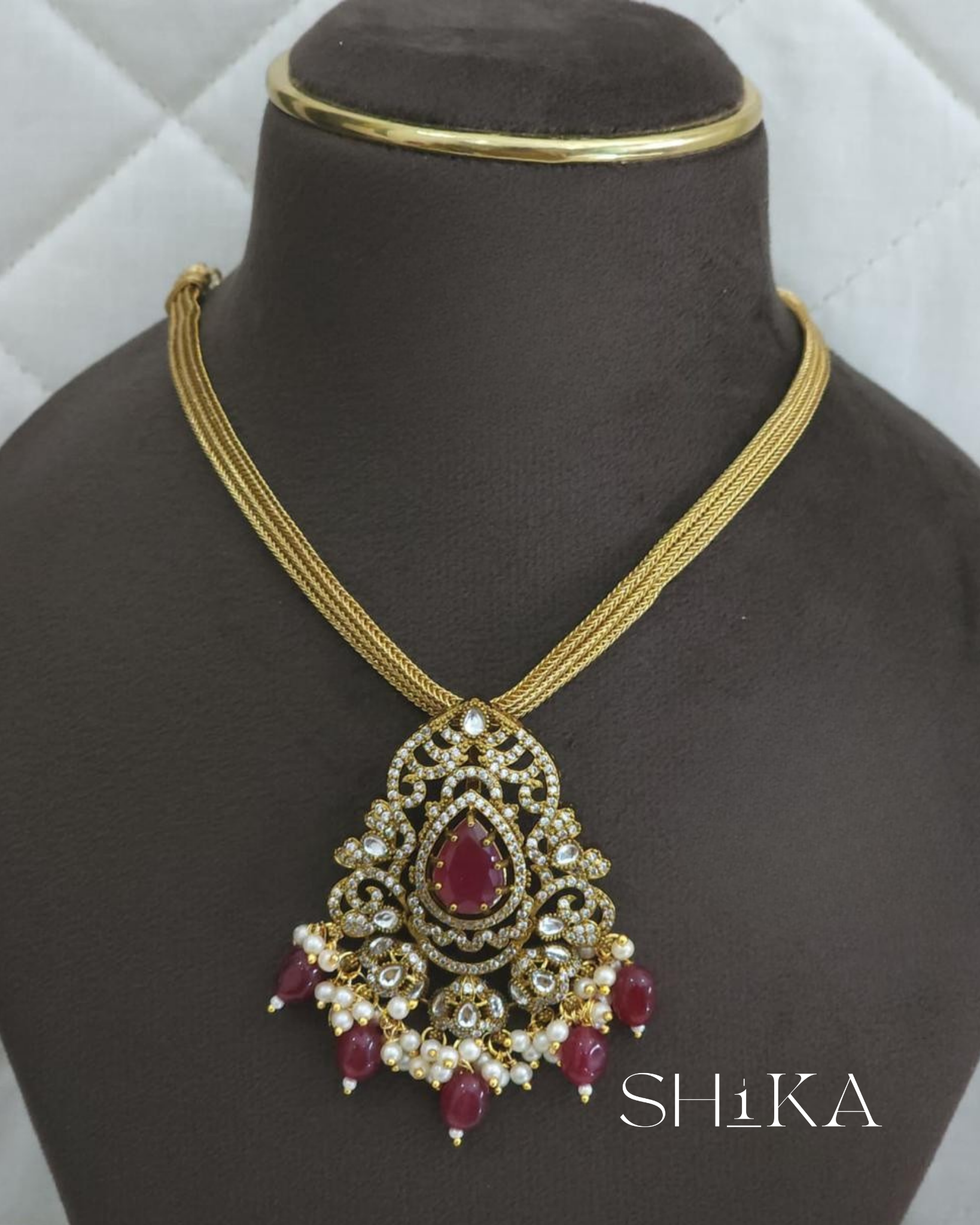 Sarvani Ruby Necklace Set
