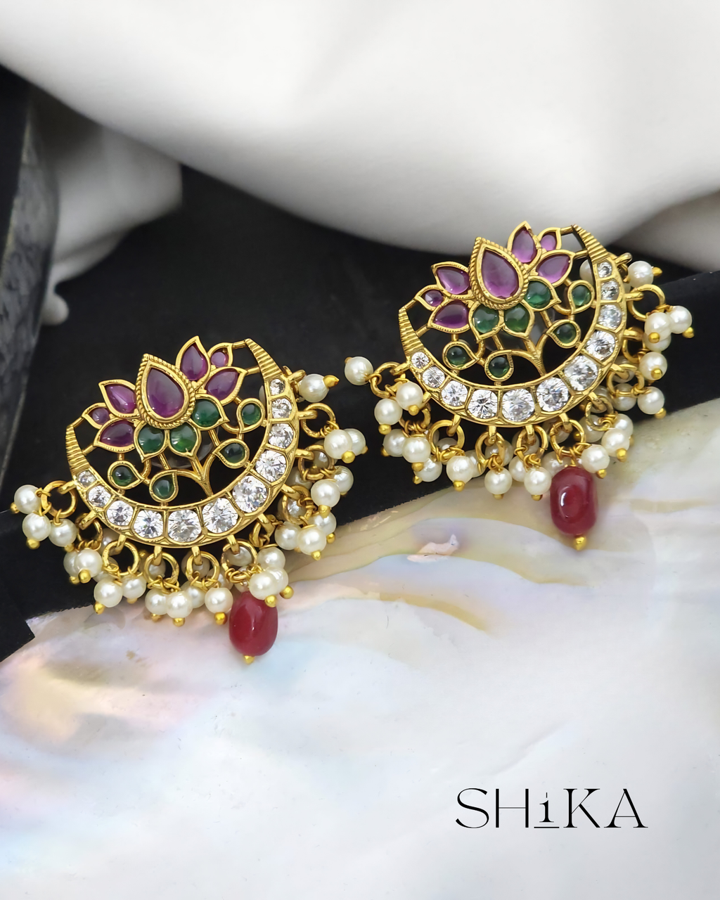 Kempu Lotus Earrings