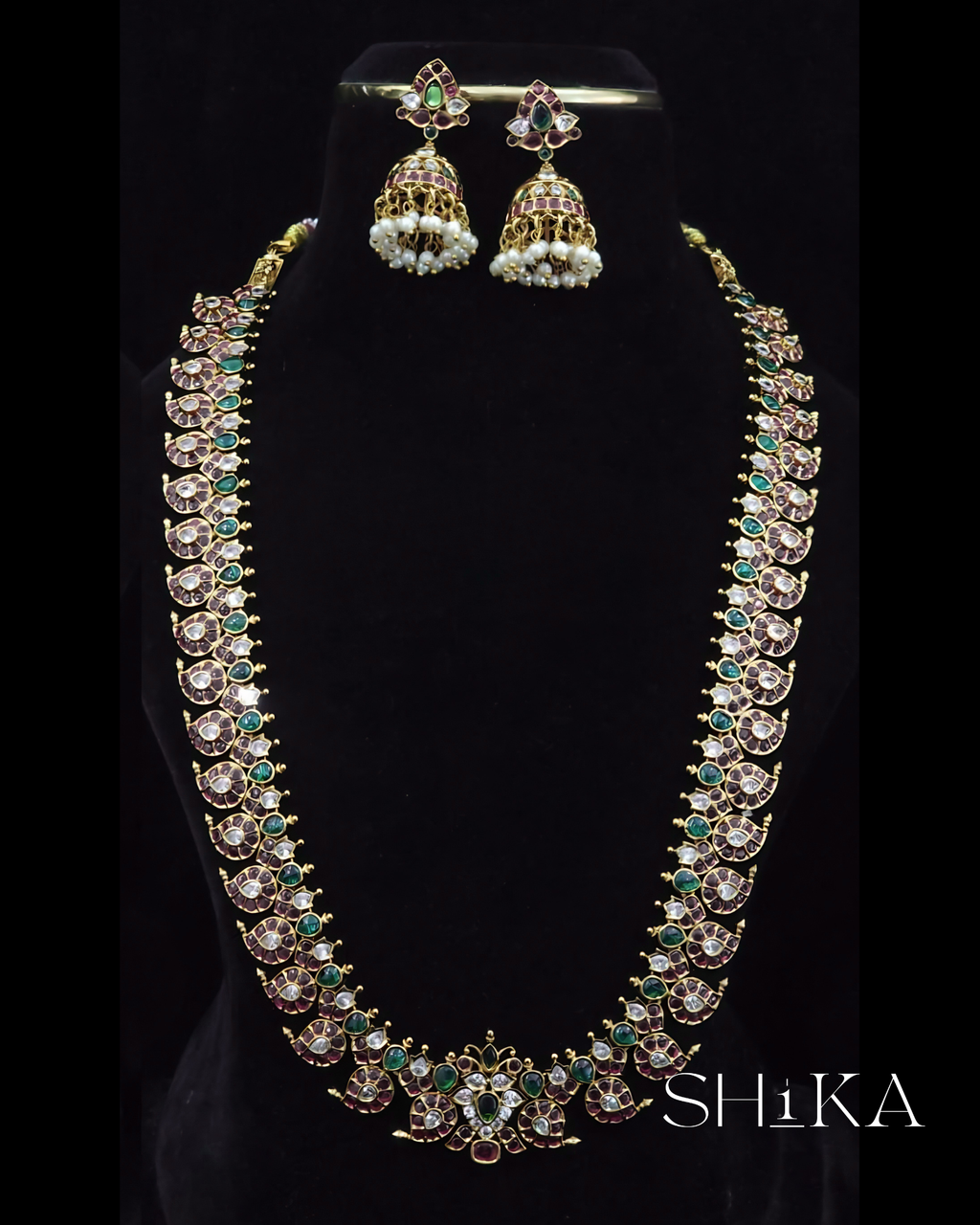 Detachable Kempu Necklace Set