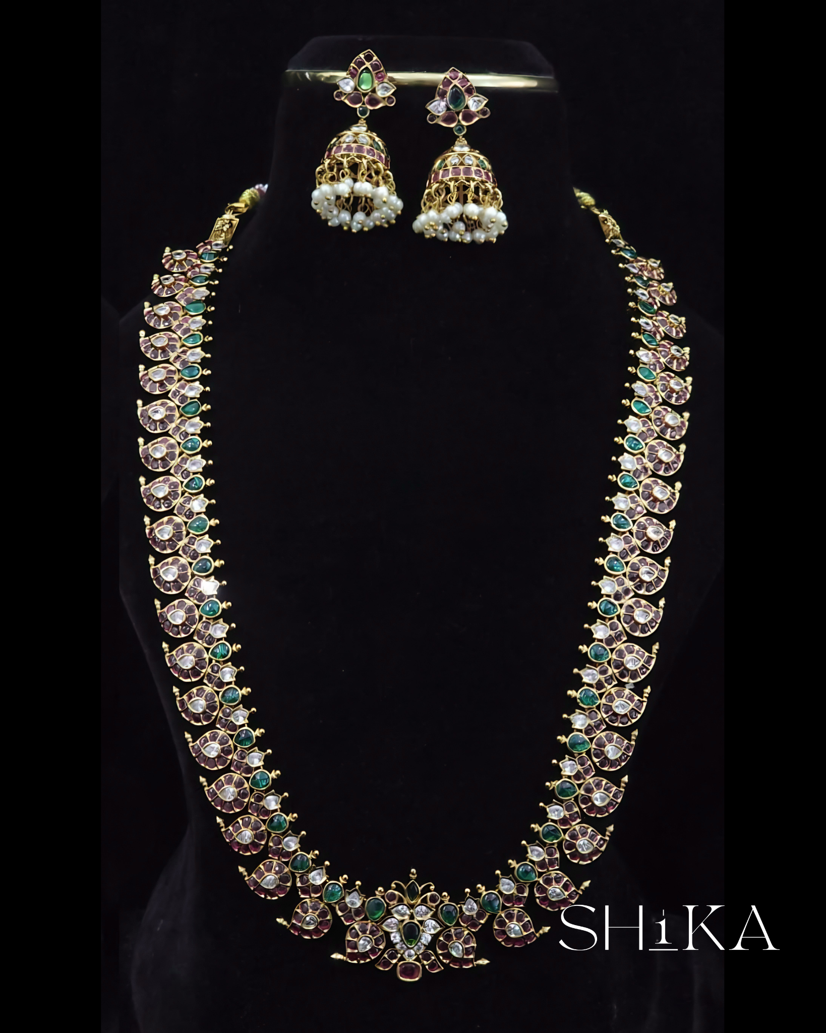 Detachable Kempu Necklace Set