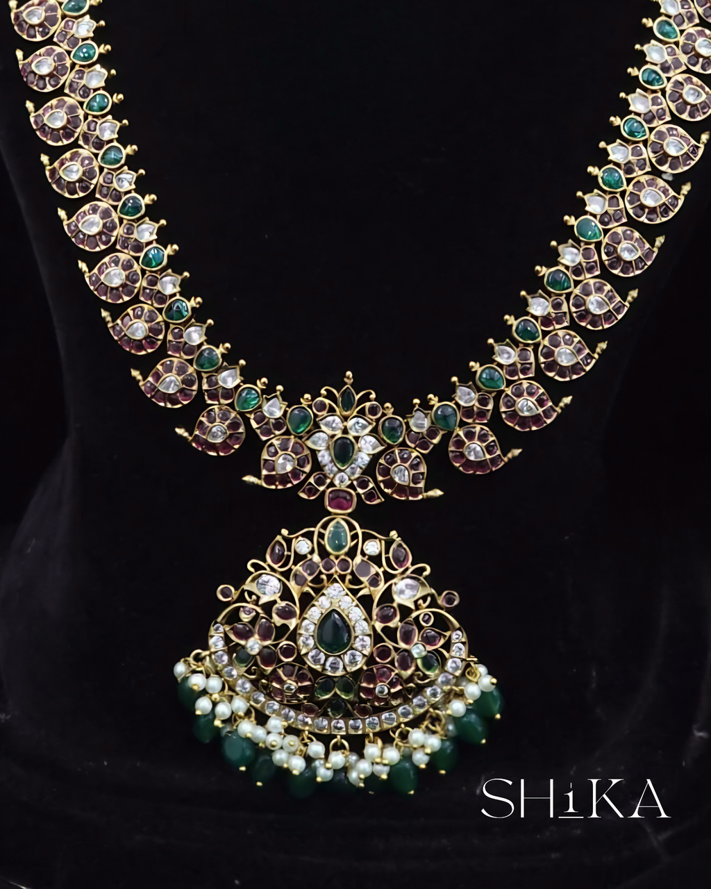 Detachable Kempu Necklace Set