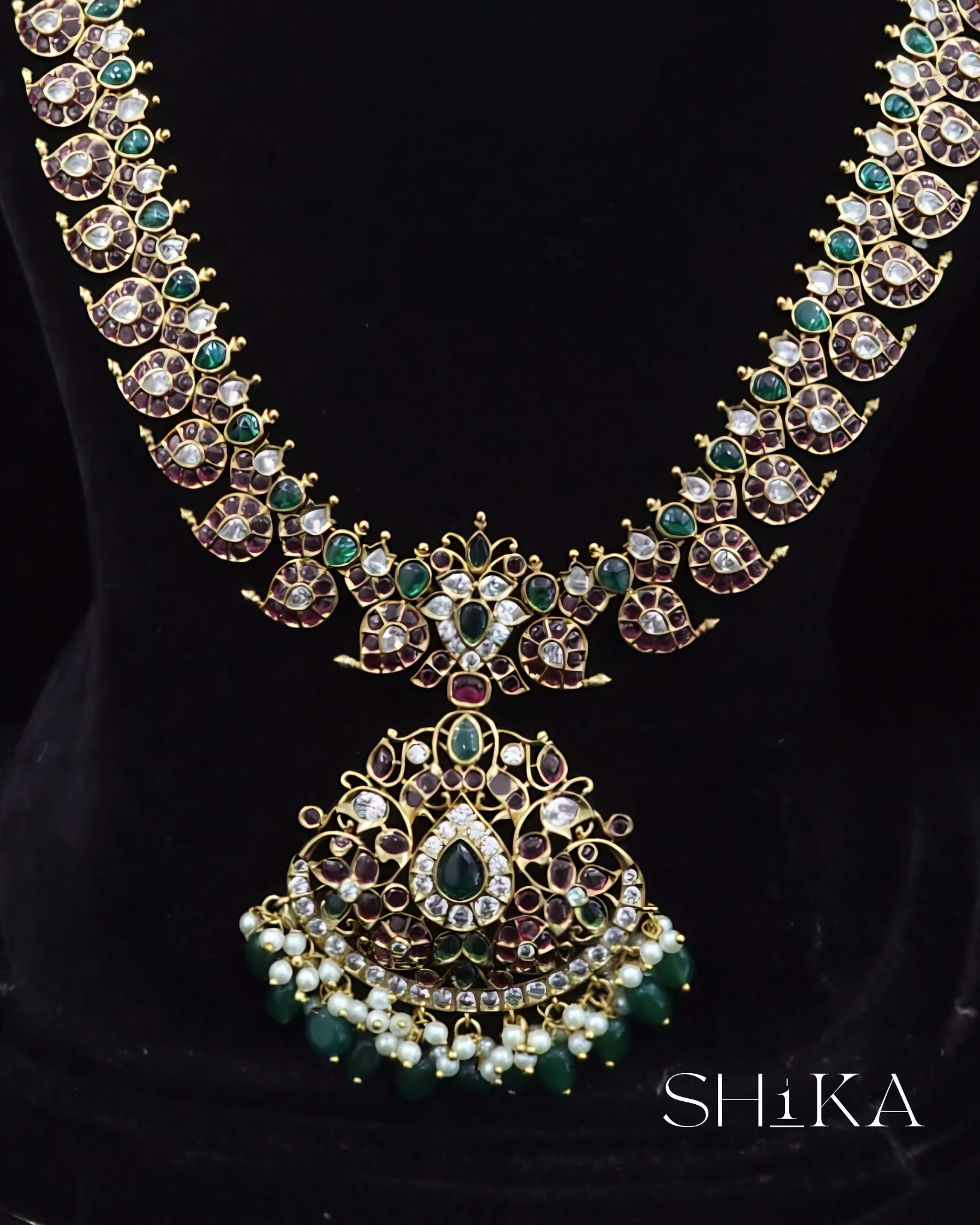 Detachable Kempu Necklace Set