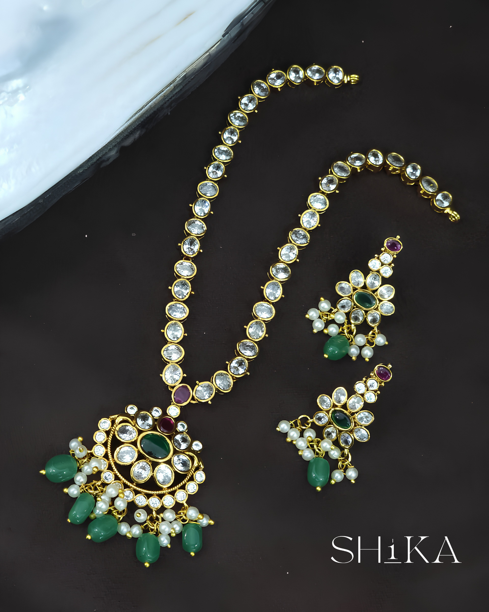 Emerald Bloom Necklace Set