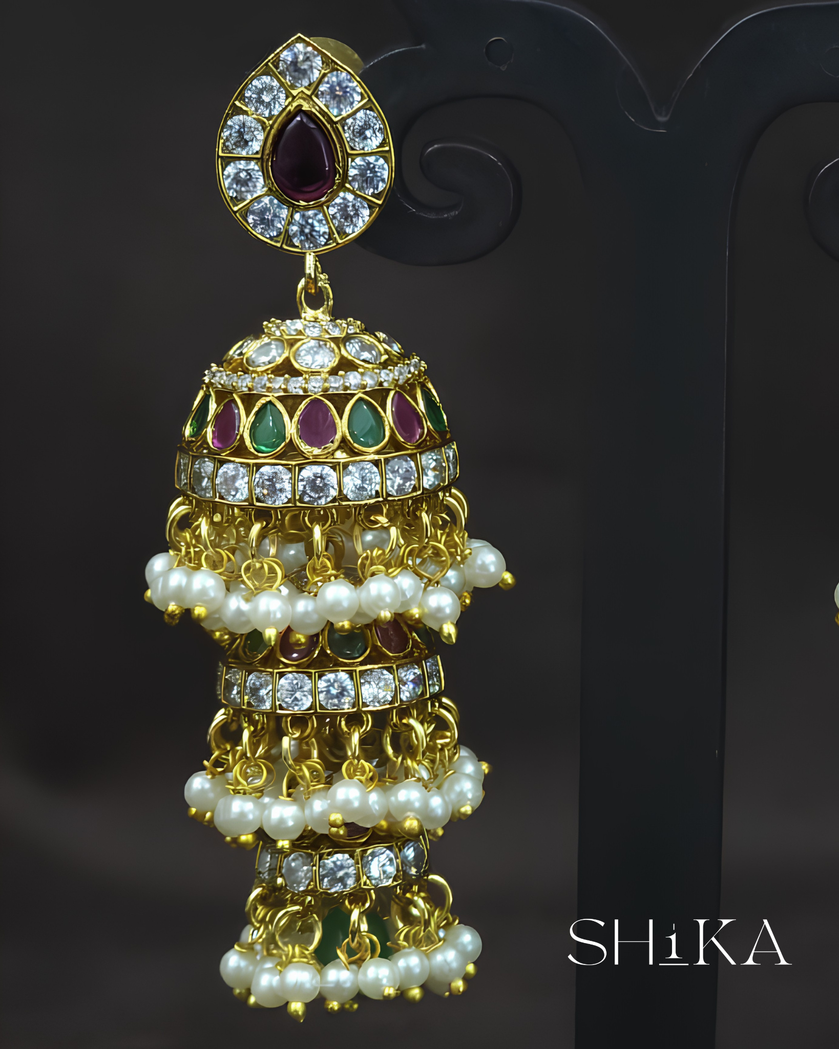 Maharani Tiered Jhumka Earrings