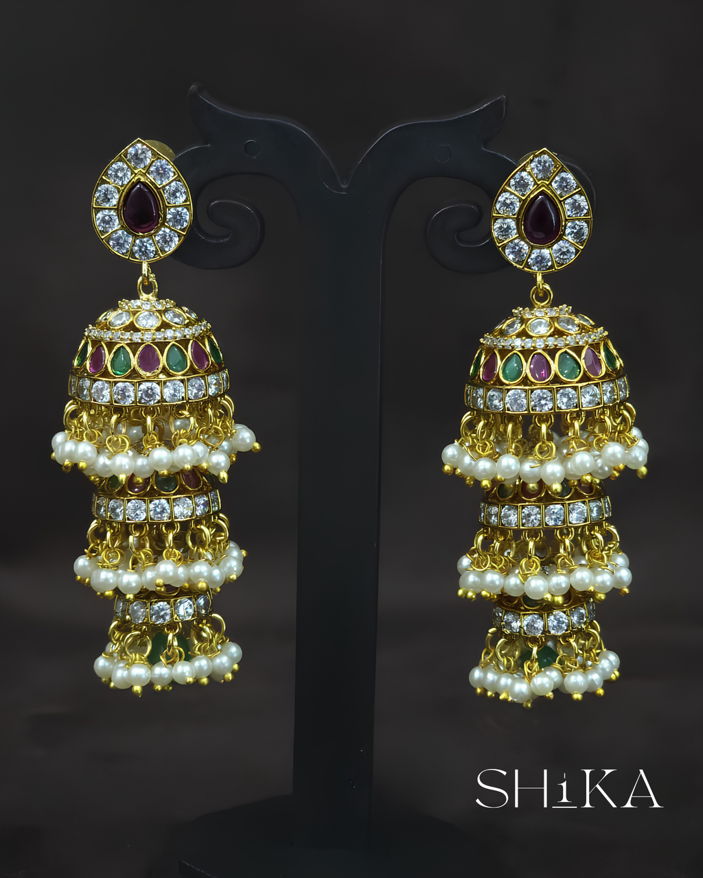 Maharani Tiered Jhumka Earrings