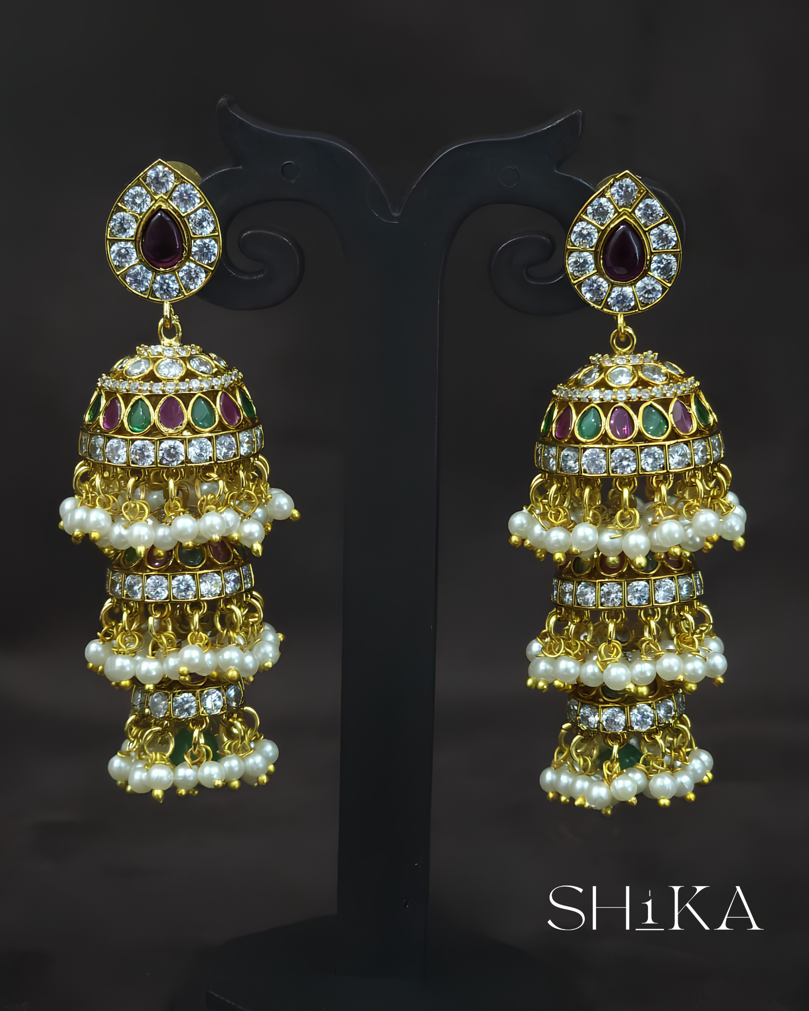 Maharani Tiered Jhumka Earrings