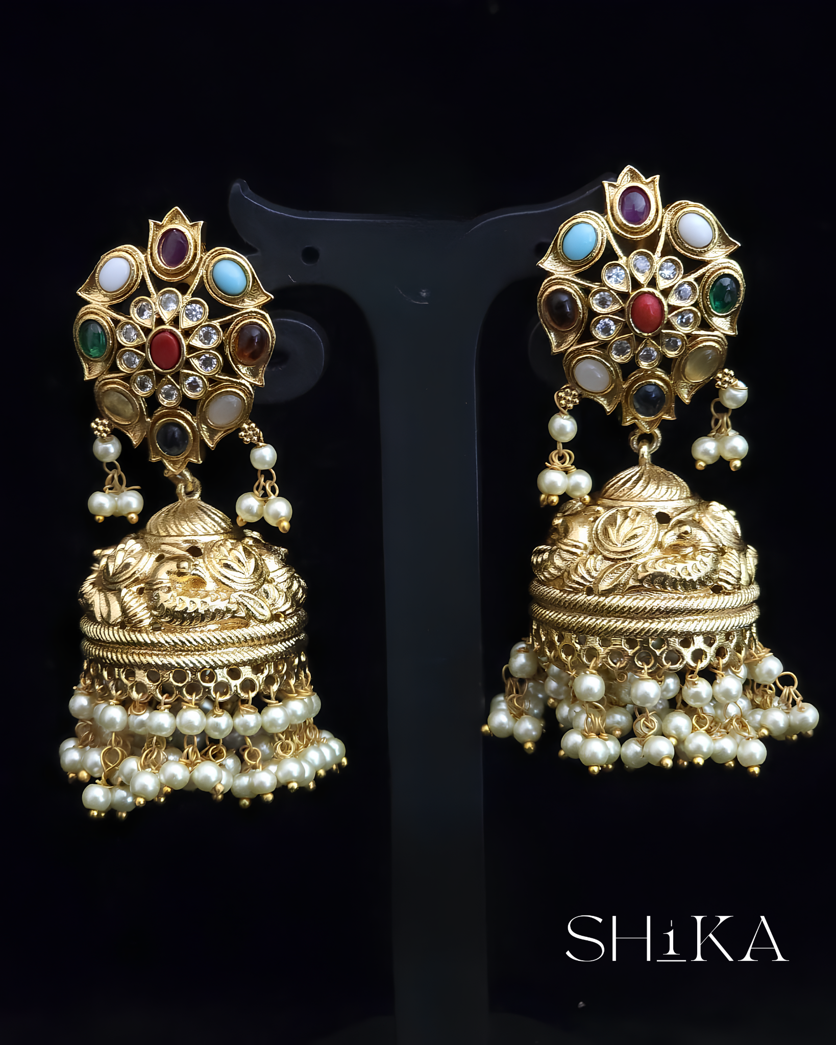 Navratna Buttas Earrings