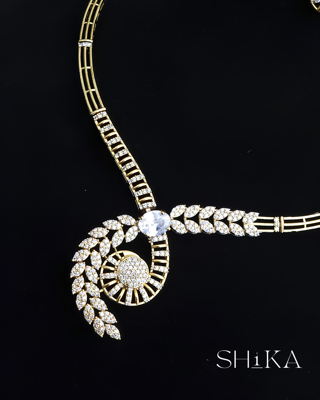 Mayura Spiral CZ Necklace Set