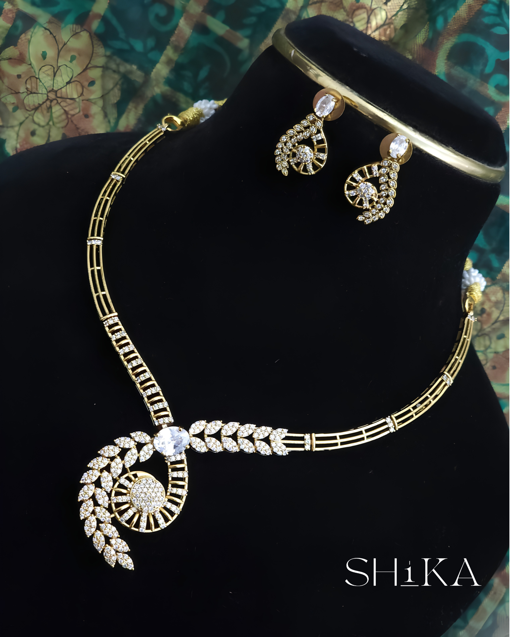 Mayura Spiral CZ Necklace Set