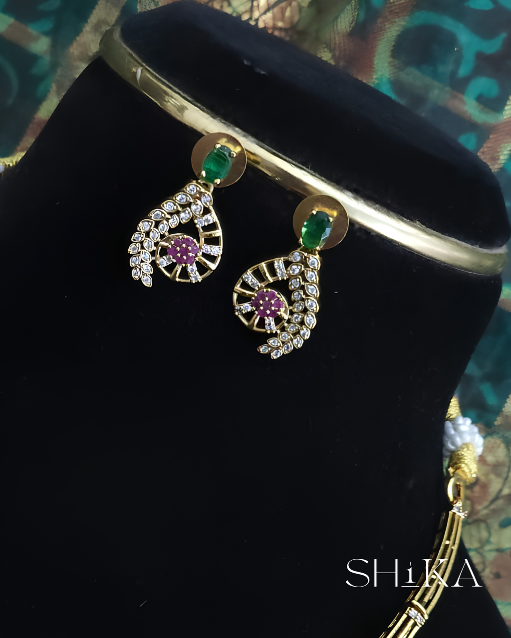Mayura Spiral CZ Necklace Set