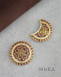 Kempu and CZ Round Sun and Moon Hair Pins