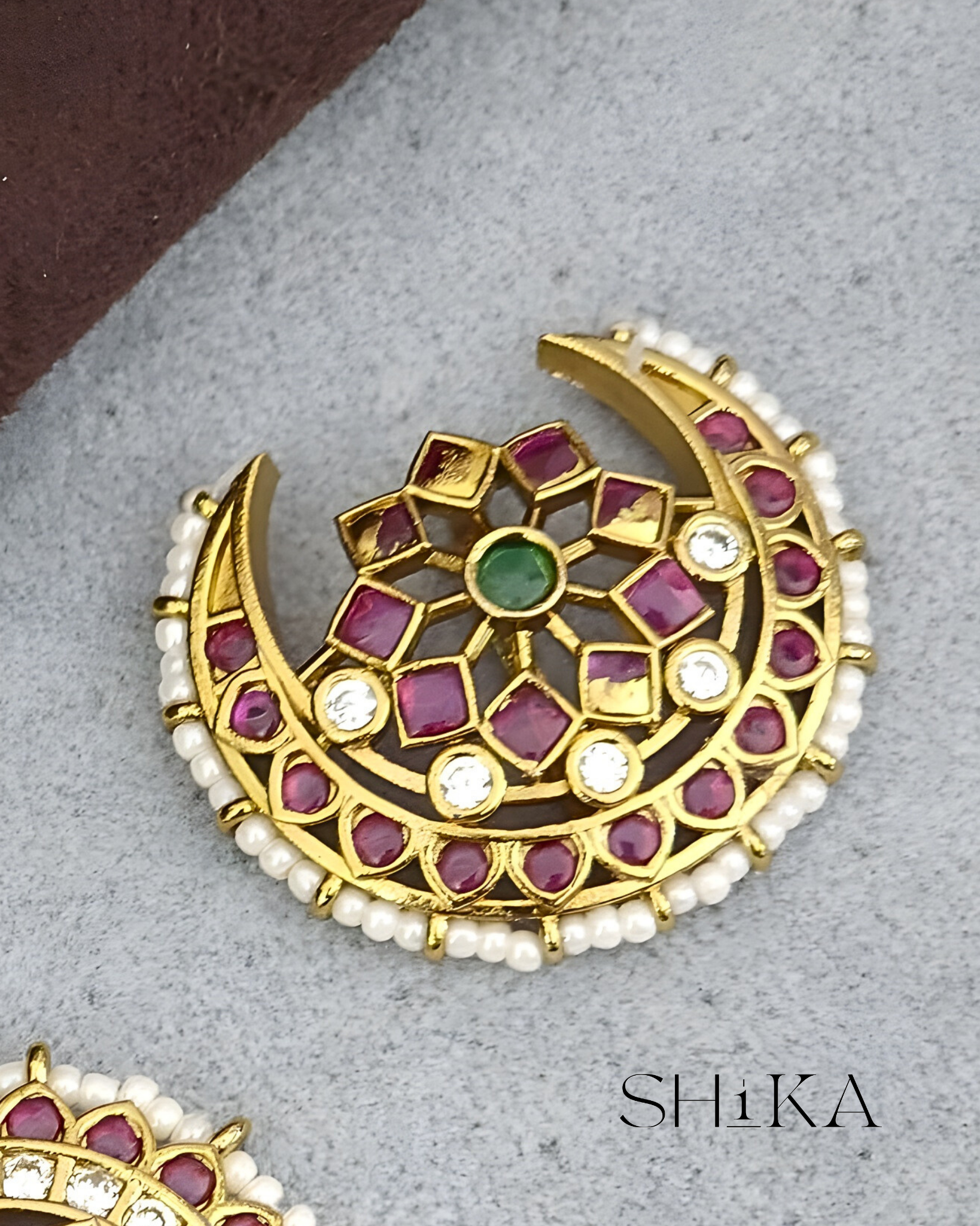 Kempu and Bead Sun and Moon Hair Pins