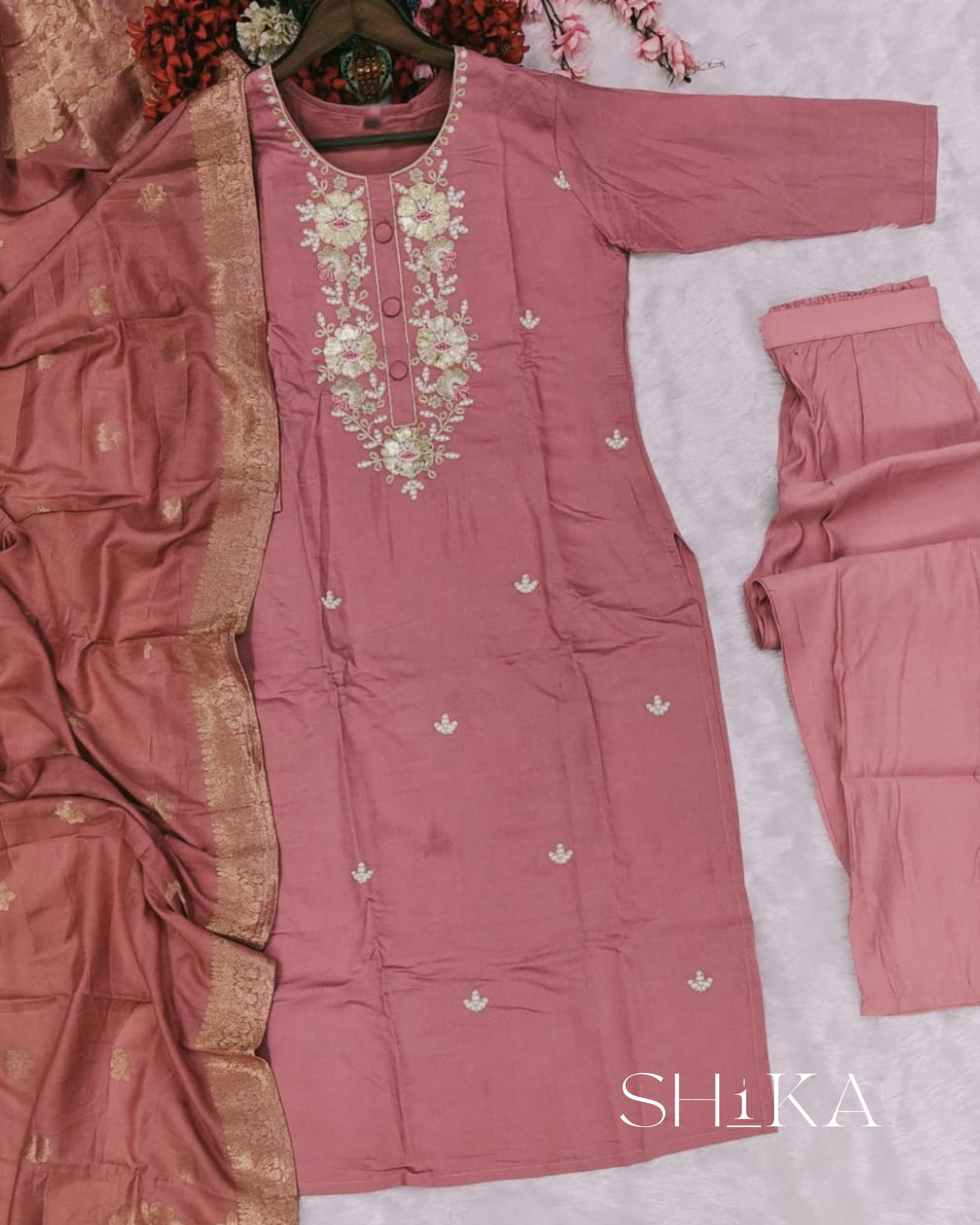 Chanderi Bloom Kurti Set
