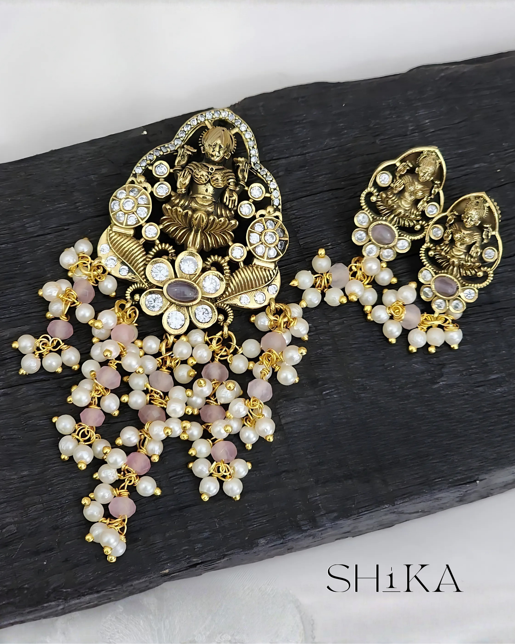Victorian Pearl Pendant Set
