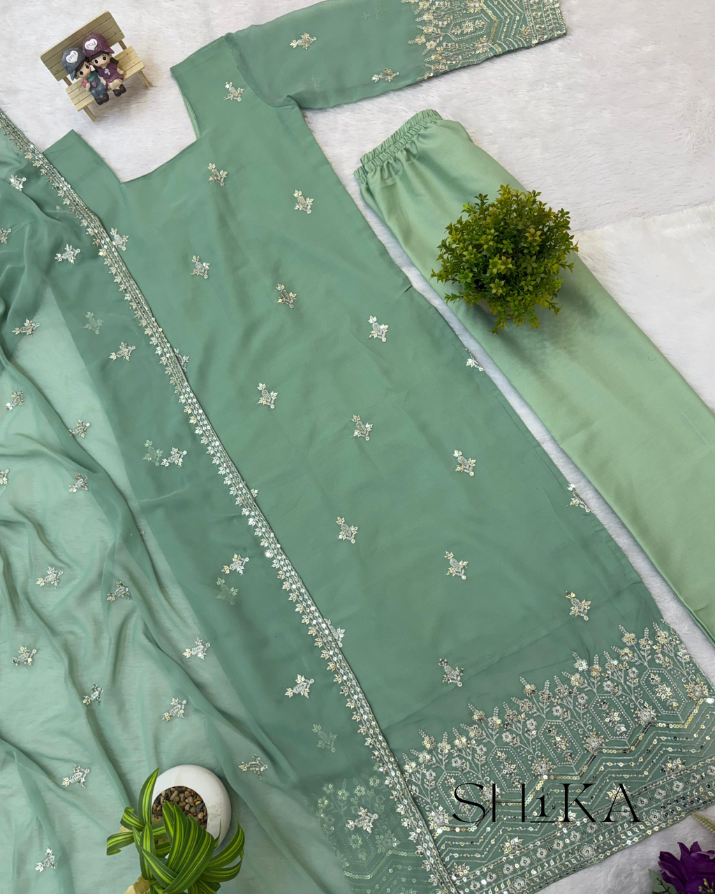 Crystal Lotus Kurti Set