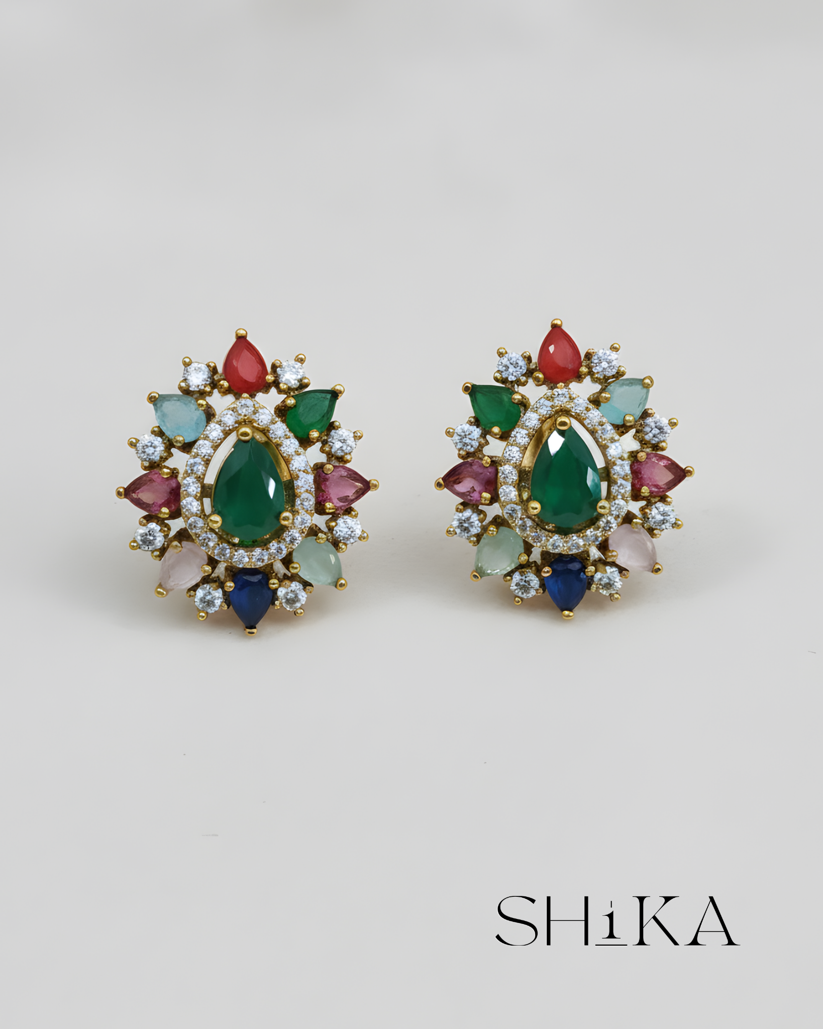 Navratna Stud Earrings