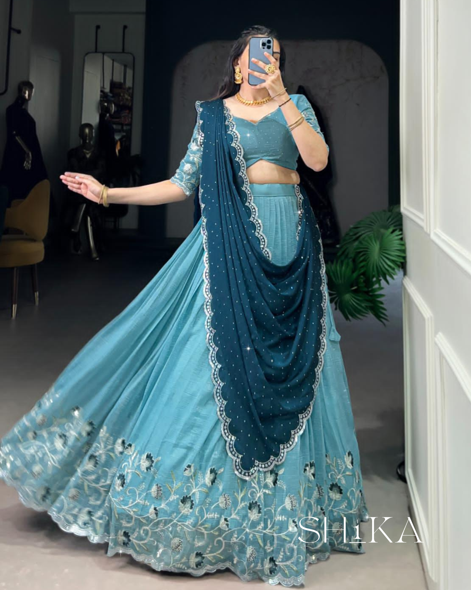 Serenity Blue Lehenga