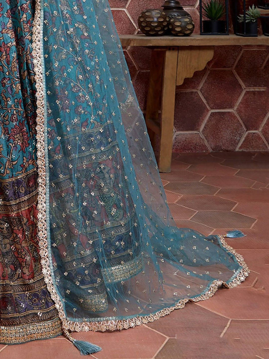 Aqua Blossom Lehenga
