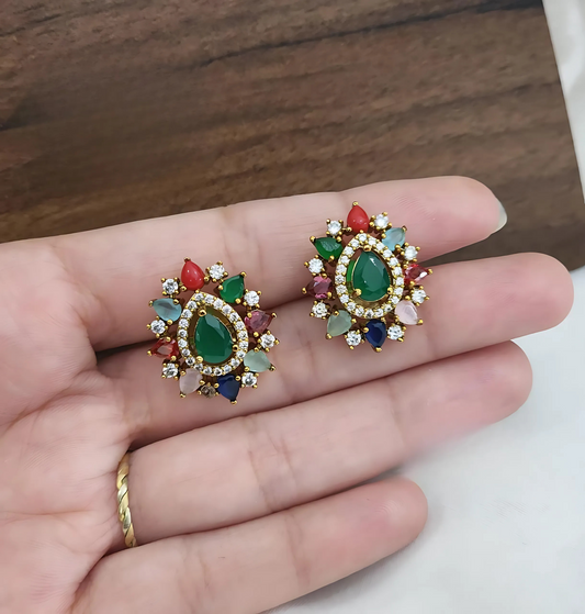 Navratna Stud Earrings