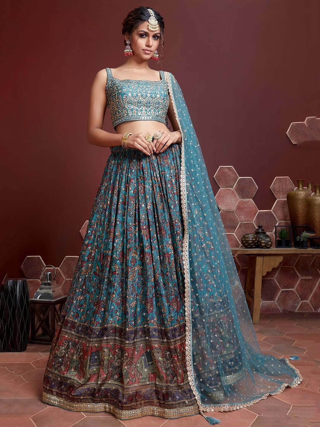 Aqua Blossom Lehenga
