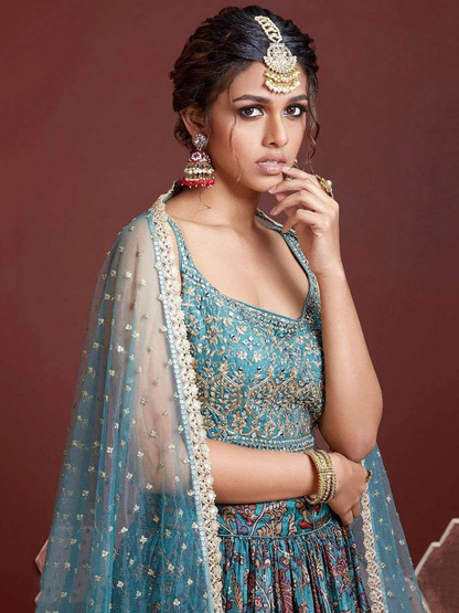 Aqua Blossom Lehenga