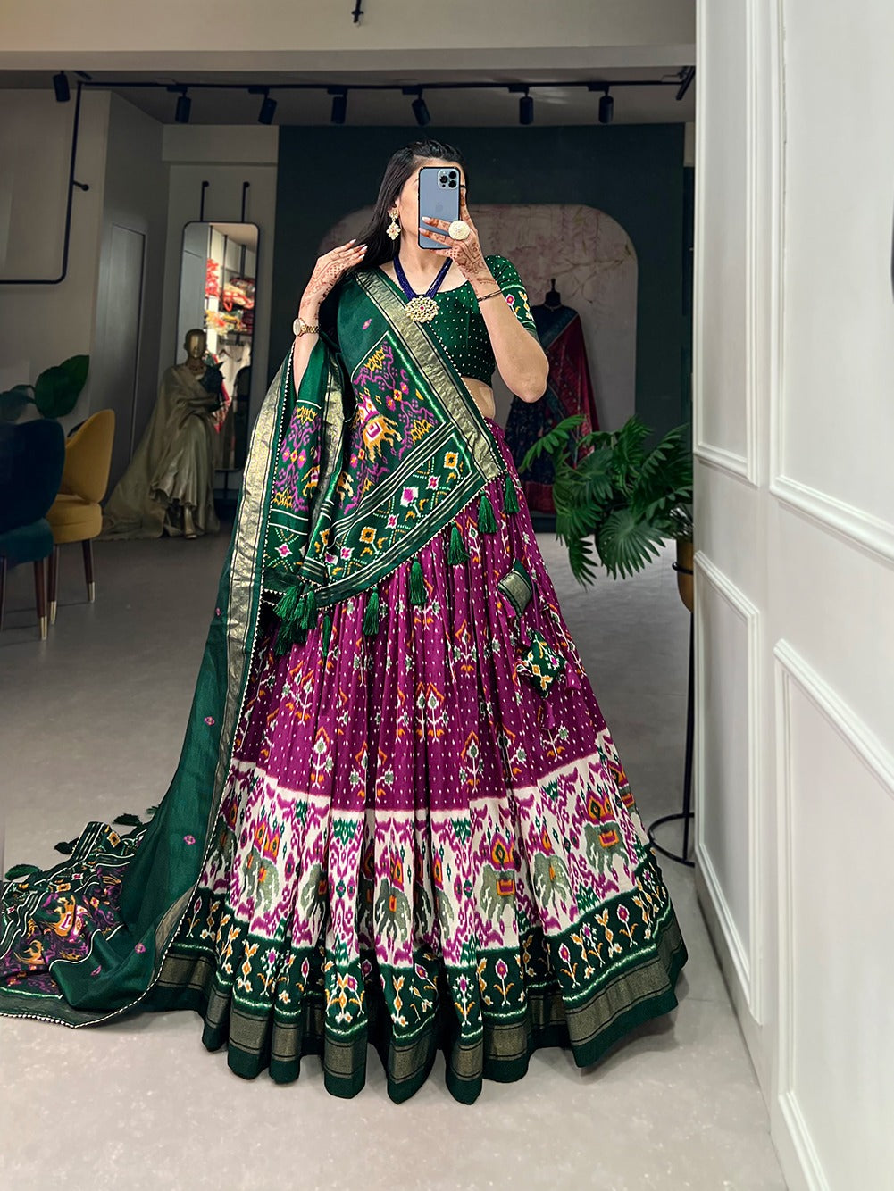 Ikkat Lehenga