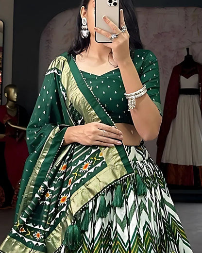 Geometric Patola Border Lehenga