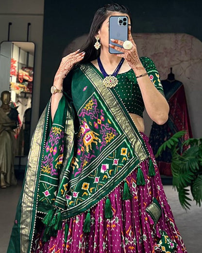 Ikkat Lehenga