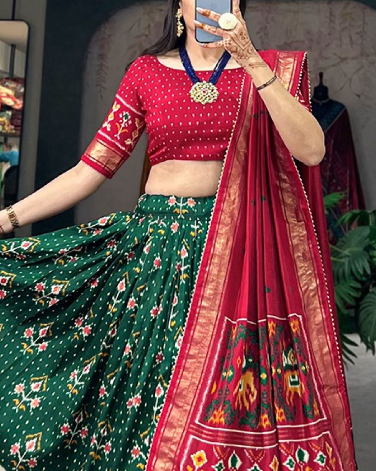 Ikkat Lehenga